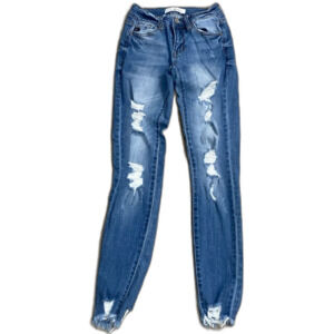 Kancan Mid Rise Super Skinny Distressed Jeans